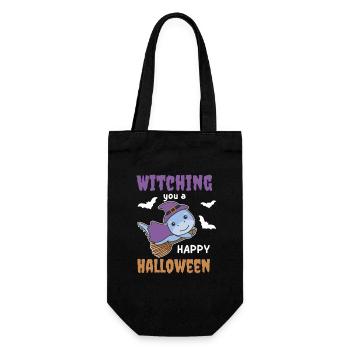 Dino Hexe Witching you a Happy Halloween - Geschenkbeutel für Flaschen - Schwarz - Vorne