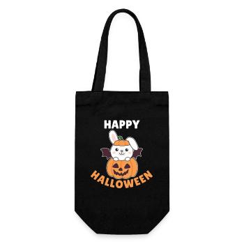 Bunny Happy Halloween Pumpkin Bat Costume - Gift Bag for Bottles - black - Front