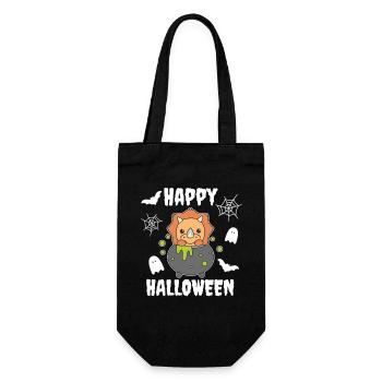 Triceratops Happy Halloween Hexenkessel Fledermaus - Geschenkbeutel für Flaschen - Schwarz - Vorne