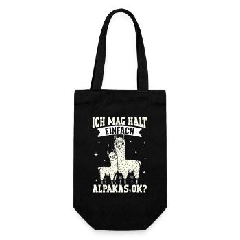 Alpaka Fan ICH MAG HALT EINFACH ALPAKAS Lustig - Geschenkbeutel für Flaschen - Schwarz - Vorne