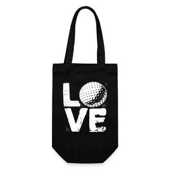 Love Golf Grunge Style Bold Golf Ball Fan - Geschenkbeutel für Flaschen - Schwarz - Vorne