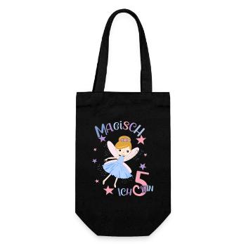Birthday shirt 5 years girl 5th birthday fairy - Gift Bag for Bottles - black - Front