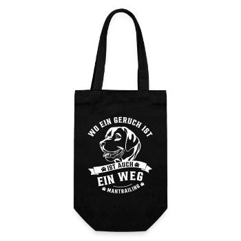 Mantrailing Labrador Wo ein Geruch da ein Weg - Geschenkbeutel für Flaschen - Schwarz - Vorne