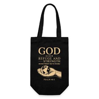 God Is Our Refuge and Strength – Psalm 46:1 - Gift Bag for Bottles - black - Front