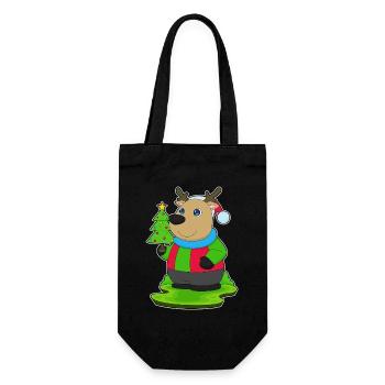 Reindeer Christmas Christmas Tree - Gift Bag for Bottles - black - Front