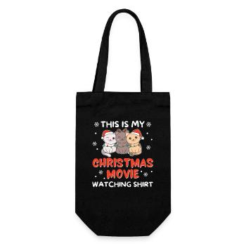 Cat Christmas Movie Watching - Gift Bag for Bottles - black - Front