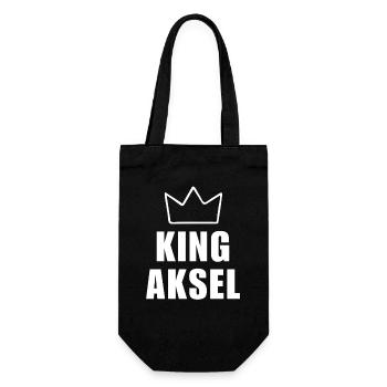Aksel Namensbuchstabe Ein König Krone Väter T-Shirt Männer - Geschenkbeutel für Flaschen - Schwarz - Vorne