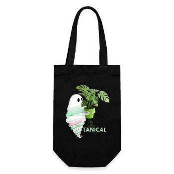 Tropischer Monstera und Glossy Zapfen - Geschenkbeutel für Flaschen - Schwarz - Vorne