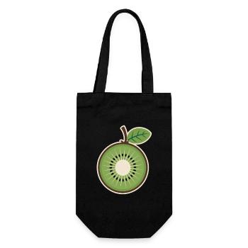 Saftige Kiwi Scheibe Minimalistische Fruchtgrafik - Geschenkbeutel für Flaschen - Schwarz - Vorne