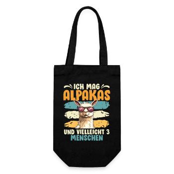 Alpaca I LIKE ALPACAS AND MAYBE 3 PEOPLE - Gift Bag for Bottles - black - Front