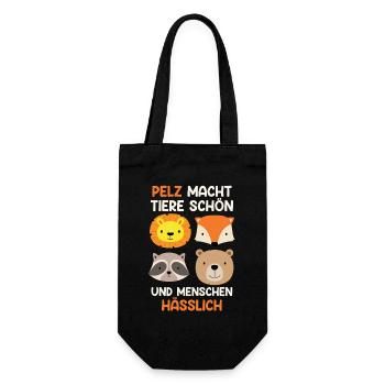 Animal welfare FUR MAKES ANIMALS BEAUTIFUL, NOT PEOPLE - Gift Bag for Bottles - black - Front