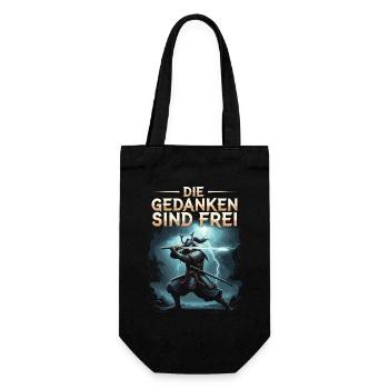 Thoughts Are Free Samurai Warrior Saying - Gift Bag for Bottles - black - Front