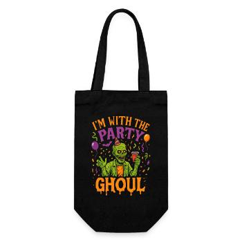 Ich bin mit dem Party-Ghoul, Halloween-Gruppenoutfit - Geschenkbeutel für Flaschen - Schwarz - Vorne