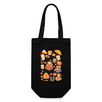 Autumnal Coziness Illustration - Gift Bag for Bottles - black - Front