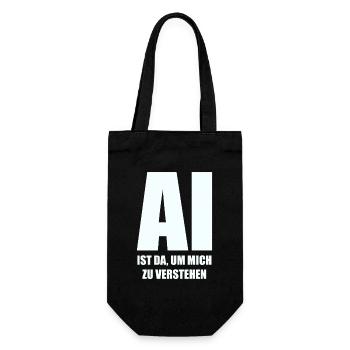 KI ist da, um mich zu verstehen - in weiß - Geschenkbeutel für Flaschen - Schwarz - Vorne