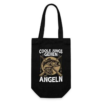 Cool Guys Walking Fishing Angler Fisherman - Gift Bag for Bottles - black - Front