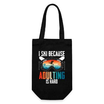 Ski Skier Winter sports adulting is hard - Gift Bag for Bottles - black - Front