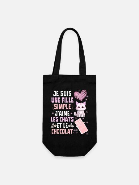 Je suis une fille Simple Chats et Chocolat - Sac à bouteille - noir