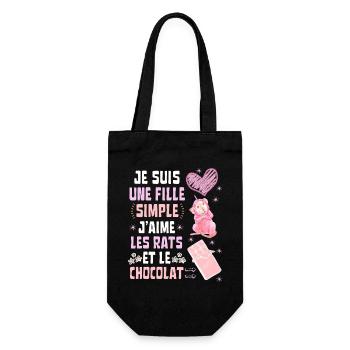 Je suis une fille Simple Rats et Chocolat - Sac à bouteille - noir - Devant