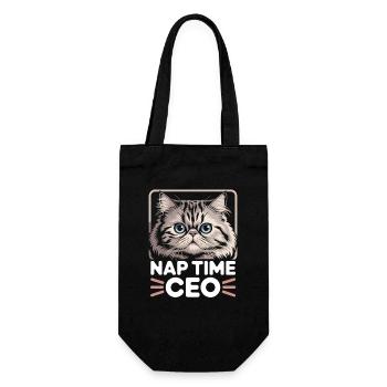  Nap Time CEO Lustige Katze Bürohumor Home Office - Geschenkbeutel für Flaschen - Schwarz - Vorne