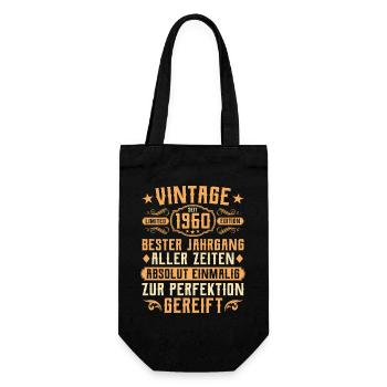 Vintage 1960 year of birth - 65th birthday - Gift Bag for Bottles - black - Front