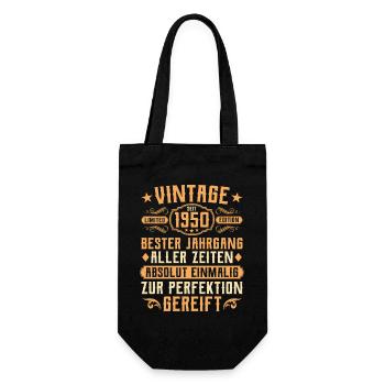 Vintage 1950 year of birth - 75th birthday - Gift Bag for Bottles - black - Front