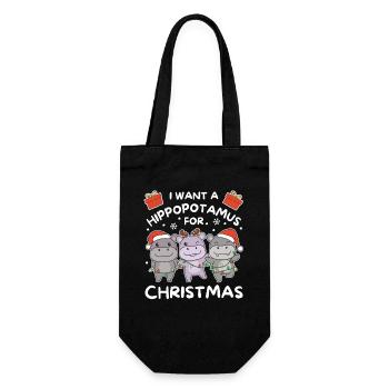 I want a hippo for Christmas cute hippos - Gift Bag for Bottles - black - Front