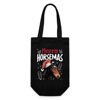 Merry Horsemas Funny Horse Christmas Motif - Gift Bag for Bottles - black - Front
