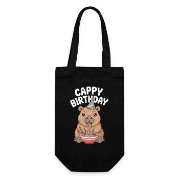  Capybara Ramen Capy Geburtstag Cappy Birthday - Geschenkbeutel für Flaschen - Schwarz - Vorne