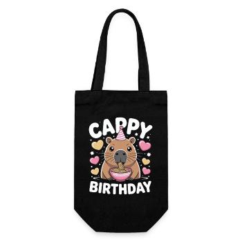  Cappy Birthday Capybara Ramen Capy Geburtstag - Geschenkbeutel für Flaschen - Schwarz - Vorne