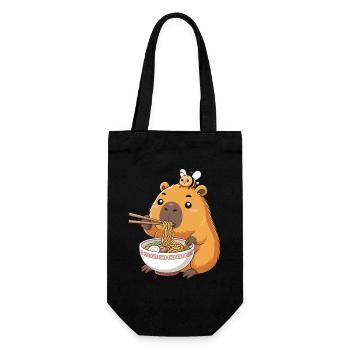 Capybara Ramen Bee Kawaii Anime Noodles Japan - Gift Bag for Bottles - black - Front