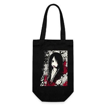 Horreur manga fille en kimono aux yeux rouges - Sac à bouteille - noir - Devant