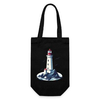 Phare sur la côte rocheuse - Sac à bouteille - noir - Devant