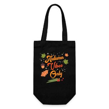 Autumn-Vibes-Only-Cozy-Fall-Leaves-Seasonal-Out - Geschenkbeutel für Flaschen - Schwarz - Vorne