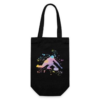 Curler Winter Sports Curling - Gift Bag for Bottles - black - Front