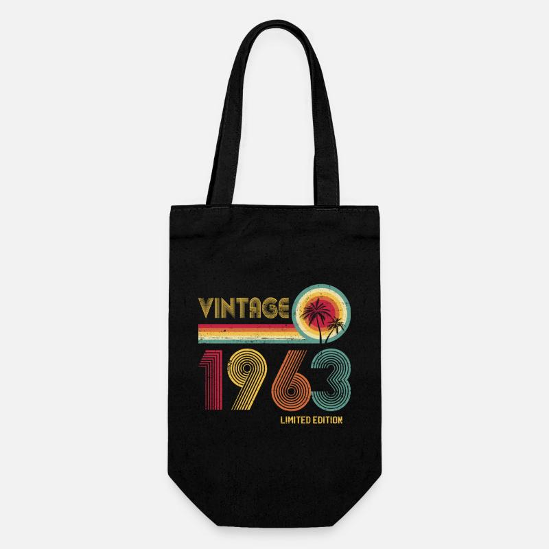 Retro-Zahlendesign im Stil der 70er - Geschenkbeutel für Flaschen - Schwarz