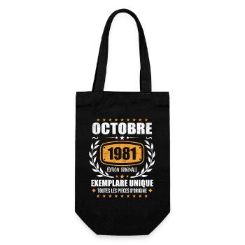 Jahrgang Oktober 1981, Oktober 1981 Retro Geschenk - Geschenkbeutel für Flaschen - Schwarz - Vorne