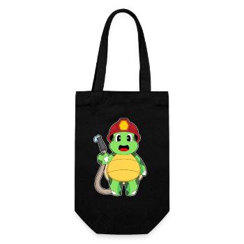 Schildkröte Feuerwehrmann Feuerwehr - Geschenkbeutel für Flaschen - Schwarz - Vorne
