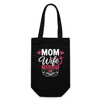 Mama Ehefrau Pflegeheldin Herzlogo - Geschenkbeutel für Flaschen - Schwarz - Vorne