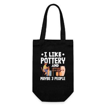 Ich Mag Töpfern Und Vielleicht 3 Leute - Geschenkbeutel für Flaschen - Schwarz - Vorne