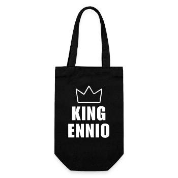 Ennio Name mit Buchstabe E - Königskronen-Shirt - Geschenkbeutel für Flaschen - Schwarz - Vorne