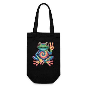 Grenouille Tie-Dye Hippie Peace Sign - Sac à bouteille - noir - Devant