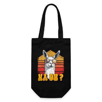 Alpaka Fan NA DU? Retro Lama Lustiges - Geschenkbeutel für Flaschen - Schwarz - Vorne