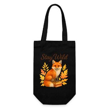  Stay Wild – Herbstlicher Fuchs - Geschenkbeutel für Flaschen - Schwarz - Vorne