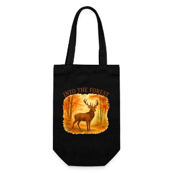  Into the Forest – Herbstlicher Hirsch - Geschenkbeutel für Flaschen - Schwarz - Vorne