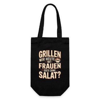 Are we grilling with women or without salad today? - Gift Bag for Bottles - black - Front