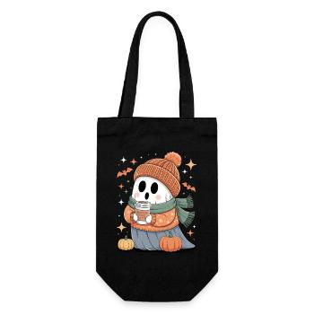 Geist Niedliche Halloween Herbst - Geschenkbeutel für Flaschen - Schwarz - Vorne