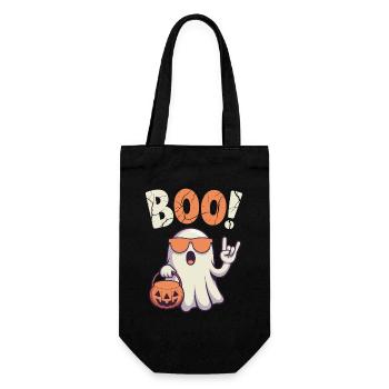 Boo! Cool ghost design for Halloween fans - Gift Bag for Bottles - black - Front