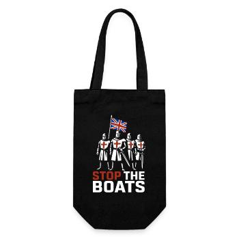 Stop The Boats Historic Crusader Protest Design - Gift Bag for Bottles - black - Front