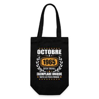 Vintage Octobre 1965, Cadeau Rétro Octobre 1965 - Sac à bouteille - noir - Devant